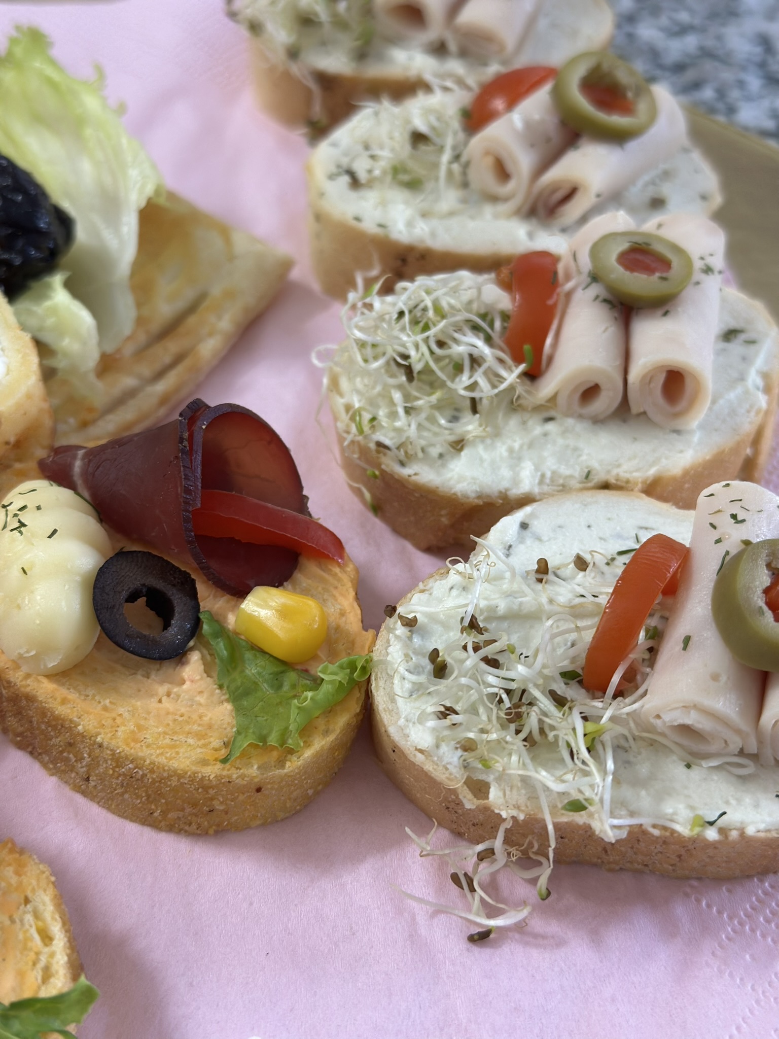 Colorful canapé display