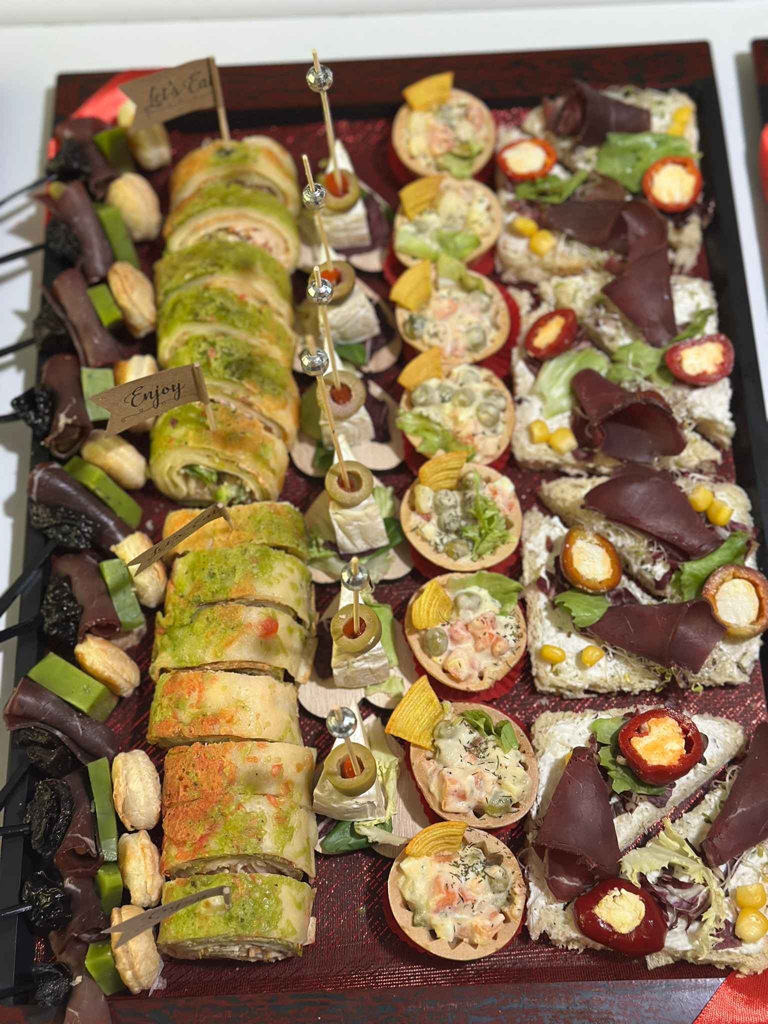 Colorful finger food variety